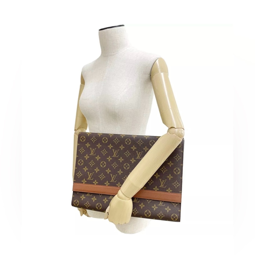 Louis Vuitton Monogram Porte Envelope Leather Brown Business Bag